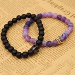 UEUC King&Queen Crown Couple Bracelets His and Her Friendship 8mm Beads Bracelet
