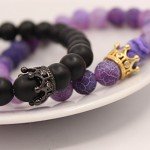 UEUC King&Queen Crown Couple Bracelets His and Her Friendship 8mm Beads Bracelet