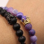 UEUC King&Queen Crown Couple Bracelets His and Her Friendship 8mm Beads Bracelet