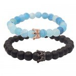 UEUC King&Queen Crown Couple Bracelets His and Her Friendship 8mm Beads Bracelet