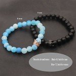 UEUC King&Queen Crown Couple Bracelets His and Her Friendship 8mm Beads Bracelet