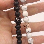 UEUC King&Queen Crown Couple Bracelets His and Her Friendship 8mm Beads Bracelet