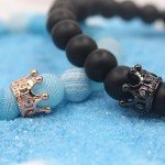 UEUC King&Queen Crown Couple Bracelets His and Her Friendship 8mm Beads Bracelet