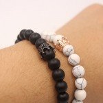 UEUC King&Queen Crown Couple Bracelets His and Her Friendship 8mm Beads Bracelet