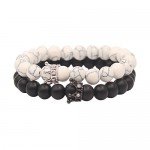 UEUC King&Queen Crown Couple Bracelets His and Her Friendship 8mm Beads Bracelet