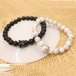 UEUC King&Queen Crown Couple Bracelets His and Her Friendship 8mm Beads Bracelet