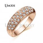 UMODE Classic anillos mujer bague aros Rose Gold Color Rhinestones Studded Finger Rings JR0084A