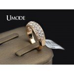 UMODE Classic anillos mujer bague aros Rose Gold Color Rhinestones Studded Finger Rings JR0084A