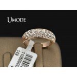 UMODE Classic anillos mujer bague aros Rose Gold Color Rhinestones Studded Finger Rings JR0084A