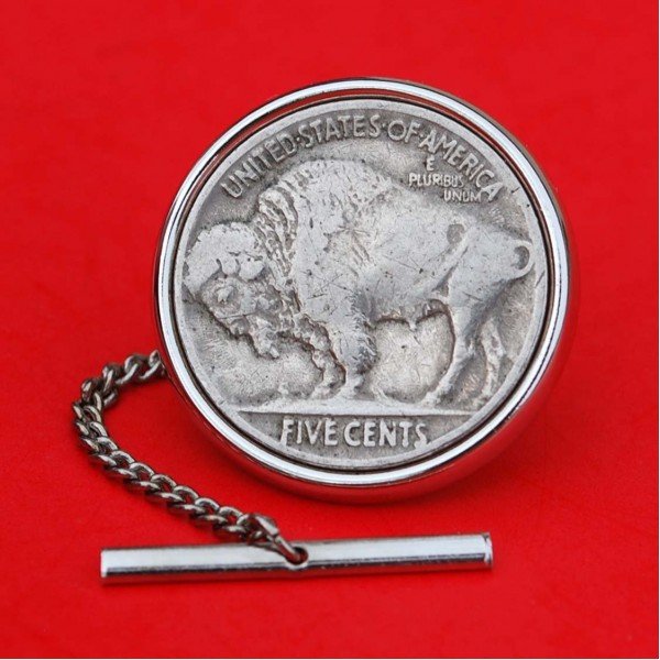 US 1913 ~ 1938 Indian Head Buffalo Nickel Silver Plated Tie Tac Tack BRAND NEW US 1913 ~ 1938 Indian Head Buffalo Nickel Silver Plated Tie Tac Tack BRAND NEW
