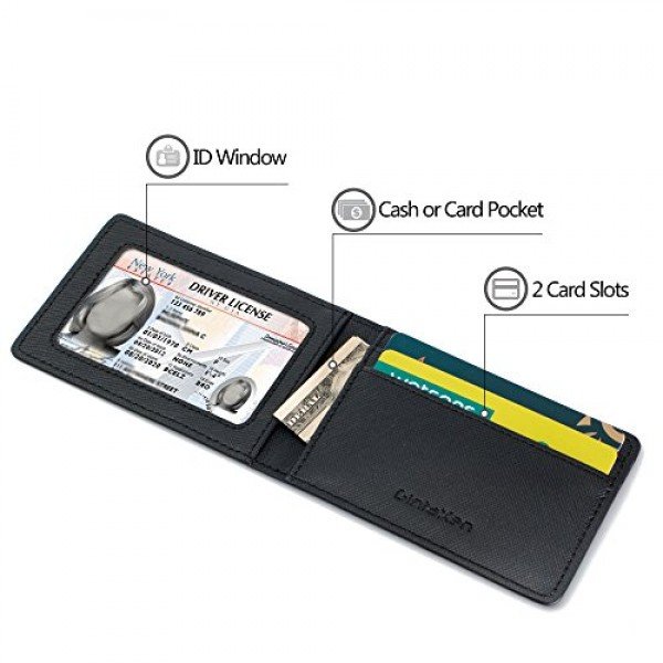 Ultra Slim Mini Size Wallet ID Window Card Case with RFID Blocking