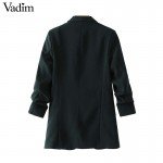 Vadim women elegant white black green blazer crimping three quarter sleeve outerwear notched pocket office casual tops CT1504