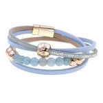 WELLMORE 12 colors two Layer leather bracelet fashion beads charm bracelets for women Trendy Bohemian bracelet femme wholesale