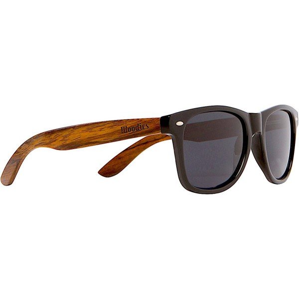 WOODIES Wayfarer Walnut Wood Sunglasses with Black Polarized Lenses for Men or Women