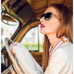 WOODIES Wayfarer Walnut Wood Sunglasses with Black Polarized Lenses for Men or Women