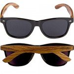 WOODIES Wayfarer Walnut Wood Sunglasses with Black Polarized Lenses for Men or Women