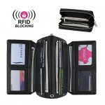 WOZEAH Women's PU Leather RFID Large Capacity Long Wallet Clutch Pures handbags Credit Card Holder Organizer Ladies Purse