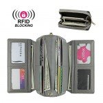 WOZEAH Women's PU Leather RFID Large Capacity Long Wallet Clutch Pures handbags Credit Card Holder Organizer Ladies Purse