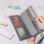 WOZEAH Women's PU Leather RFID Large Capacity Long Wallet Clutch Pures handbags Credit Card Holder Organizer Ladies Purse