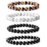 WRCXSTONE Natural 8mm Gorgeous Semi-Precious Gemstones Healing Crystal Stretch Beaded Bracelet Unisex