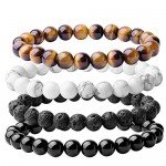 WRCXSTONE Natural 8mm Gorgeous Semi-Precious Gemstones Healing Crystal Stretch Beaded Bracelet Unisex