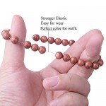 WRCXSTONE Natural 8mm Gorgeous Semi-Precious Gemstones Healing Crystal Stretch Beaded Bracelet Unisex