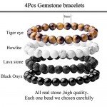 WRCXSTONE Natural 8mm Gorgeous Semi-Precious Gemstones Healing Crystal Stretch Beaded Bracelet Unisex
