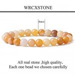 WRCXSTONE Natural 8mm Gorgeous Semi-Precious Gemstones Healing Crystal Stretch Beaded Bracelet Unisex