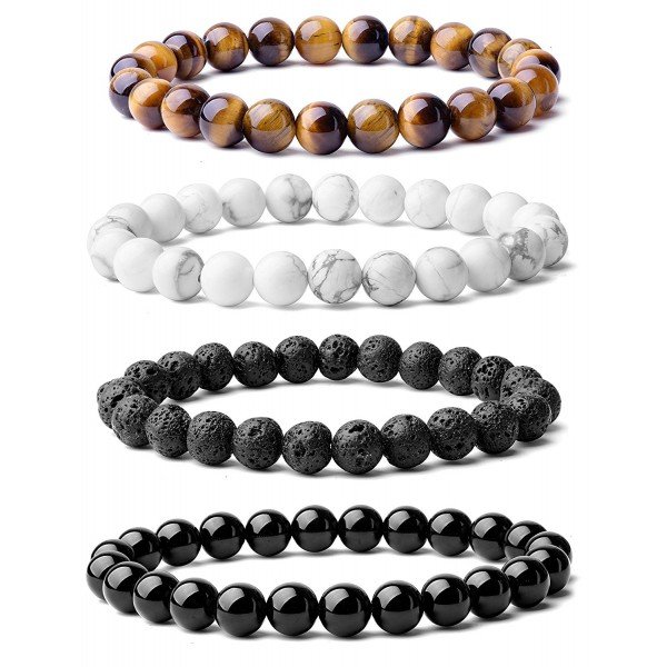 WRCXSTONE Natural 8mm Gorgeous Semi-Precious Gemstones Healing Crystal Stretch Beaded Bracelet Unisex