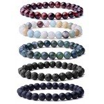 WRCXSTONE Natural 8mm Gorgeous Semi-Precious Gemstones Healing Crystal Stretch Beaded Bracelet Unisex