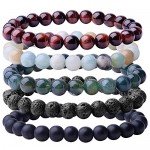 WRCXSTONE Natural 8mm Gorgeous Semi-Precious Gemstones Healing Crystal Stretch Beaded Bracelet Unisex