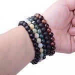 WRCXSTONE Natural 8mm Gorgeous Semi-Precious Gemstones Healing Crystal Stretch Beaded Bracelet Unisex
