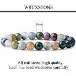 WRCXSTONE Natural 8mm Gorgeous Semi-Precious Gemstones Healing Crystal Stretch Beaded Bracelet Unisex