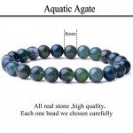 WRCXSTONE Natural 8mm Gorgeous Semi-Precious Gemstones Healing Crystal Stretch Beaded Bracelet Unisex