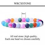 WRCXSTONE Natural 8mm Gorgeous Semi-Precious Gemstones Healing Crystal Stretch Beaded Bracelet Unisex