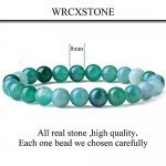 WRCXSTONE Natural 8mm Gorgeous Semi-Precious Gemstones Healing Crystal Stretch Beaded Bracelet Unisex