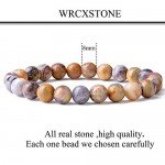 WRCXSTONE Natural 8mm Gorgeous Semi-Precious Gemstones Healing Crystal Stretch Beaded Bracelet Unisex