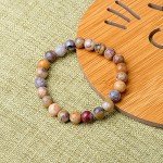 WRCXSTONE Natural 8mm Gorgeous Semi-Precious Gemstones Healing Crystal Stretch Beaded Bracelet Unisex