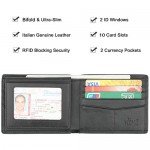Wallet for Men-Genuine Leather RFID Blocking Bifold Stylish Wallet With 2 ID Window