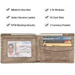 Wallet for Men-Genuine Leather RFID Blocking Bifold Stylish Wallet With 2 ID Window
