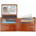 Wallet for Men-Genuine Leather RFID Blocking Bifold Stylish Wallet With 2 ID Window