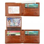 Wallet for Men-Genuine Leather RFID Blocking Bifold Stylish Wallet With 2 ID Window