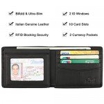 Wallet for Men-Genuine Leather RFID Blocking Bifold Stylish Wallet With 2 ID Window