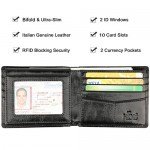 Wallet for Men-Genuine Leather RFID Blocking Bifold Stylish Wallet With 2 ID Window