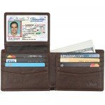 Wallet for Men-Genuine Leather RFID Blocking Bifold Stylish Wallet With 2 ID Window