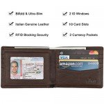 Wallet for Men-Genuine Leather RFID Blocking Bifold Stylish Wallet With 2 ID Window