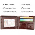 Wallet for Men-Genuine Leather RFID Blocking Bifold Stylish Wallet With 2 ID Window