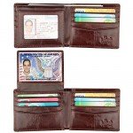 Wallet for Men-Genuine Leather RFID Blocking Bifold Stylish Wallet With 2 ID Window