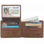 Wallet for Men-Genuine Leather RFID Blocking Bifold Stylish Wallet With 2 ID Window