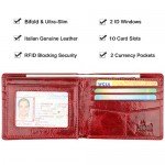 Wallet for Men-Genuine Leather RFID Blocking Bifold Stylish Wallet With 2 ID Window